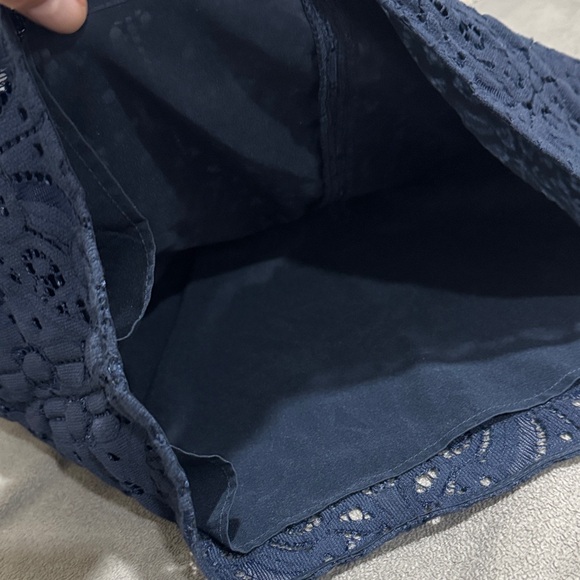 Banana Republic Navy Blue Lace Mini Skirt Women Size 6 Lined Back Zip - Picture 8 of 10